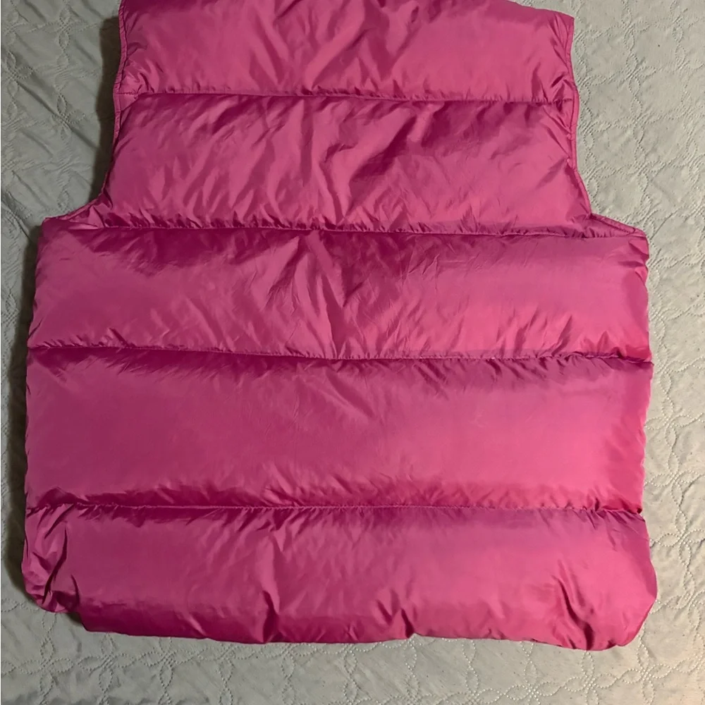 L.L.Bean VTG Y2K goose down puffer vest Raspberry Color Snap Button Sz M